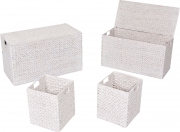 Ceste portaoggetti In Giacinto d'acqua intrecciato Con Coperchio Set 4 Pz Bianco