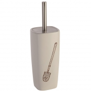 Portascopino in ceramica e acciaio con stampa a fuoco bianco linea tonga Feridras 275004-b