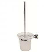 Portascopino a parete cromo vetro satinato con piastrine in acciaio antiruggine linea classic Feridras 285015-b