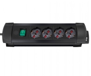 Multipresa in plastica 4 posti con interruttore 36 cm nero Premium Brennenstuhl