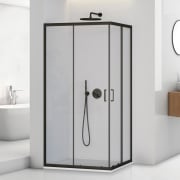 Box doccia angolare nero opaco H195cm con vetro trasparente T-Special Feridras