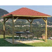 Gazebo in Legno Etna 315 x 315 Cm Con Tegole Losa Legnami