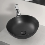 Lavabo da appoggio tondo 40cm in ceramica nero matto Feridras