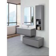 Mobile da bagno sospeso 90cm grigio con 2 cassetti separati Pastello Feridras