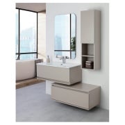 Mobile da bagno sospeso 90cm tortora con 2 cassetti separati Pastello Feridras