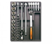 Set chiavi a bussola da 29pz. con cricchetto e prolunghe in termoformato Beta