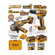 Ingco CKLI20273E 20V Smerigliatrice e Trapano a batteria con 2 Batterie