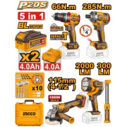 Ingco COSLI250692E Set 20V Smerigliatrice lampada Trapano a batteria