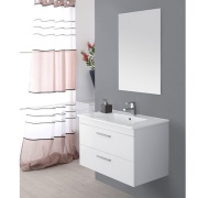Mobile da bagno sospeso 80 cm 2 cassetti bianco lucido Feridras