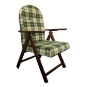 Poltrona in legno Amalfi con cuscino fantasia quadri