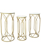 Tavolini in metallo con ripiano in vetro set 3 pezzi Rombo Made in Italy