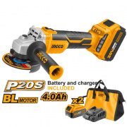 Smerigliatrice angolare a batteria 115mm 20 V (2x4.0 ah) Ingco CAGLI11522