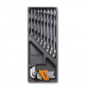 Chiavi fisse a forchetta doppia serie da 8 pz e chiavini esagonali serie da 9 pz Beta in termoformato