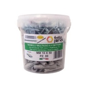 Tasselli In Nylon 10 x 50 mm Con Viti e Punta 80 Pz